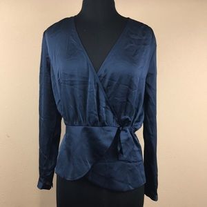 Bar III Tie-Waist Wrap Blouse - Medium